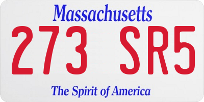 MA license plate 273SR5