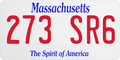 MA license plate 273SR6