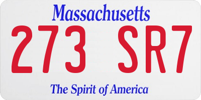 MA license plate 273SR7