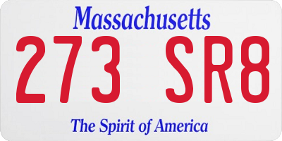 MA license plate 273SR8