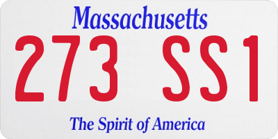 MA license plate 273SS1