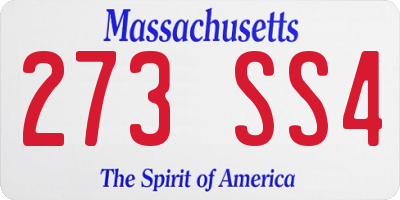 MA license plate 273SS4