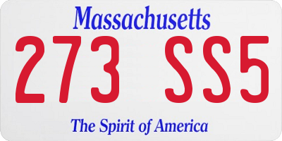 MA license plate 273SS5