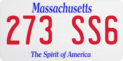 MA license plate 273SS6