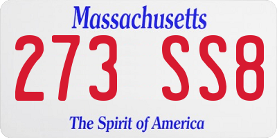 MA license plate 273SS8