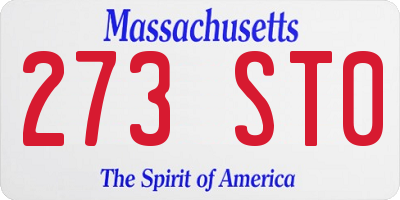 MA license plate 273ST0