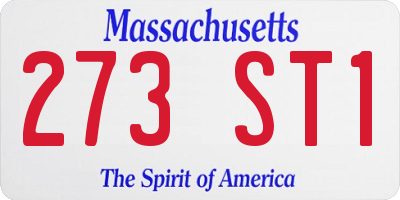 MA license plate 273ST1