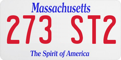 MA license plate 273ST2