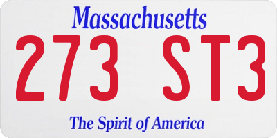 MA license plate 273ST3