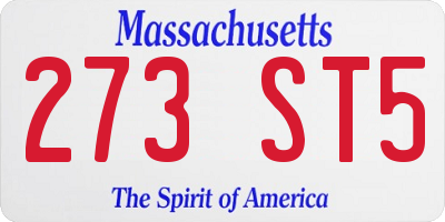 MA license plate 273ST5