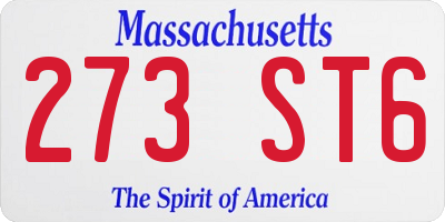 MA license plate 273ST6