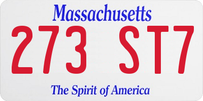 MA license plate 273ST7