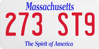 MA license plate 273ST9