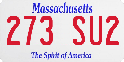 MA license plate 273SU2