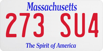 MA license plate 273SU4