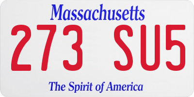 MA license plate 273SU5