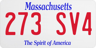 MA license plate 273SV4