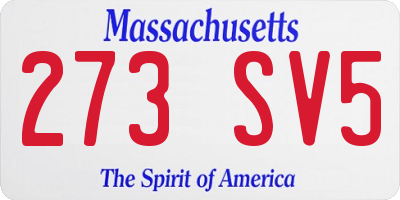 MA license plate 273SV5