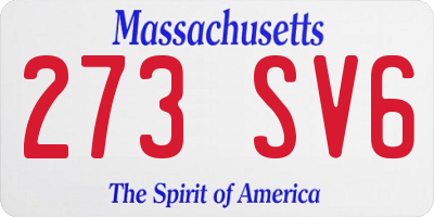 MA license plate 273SV6