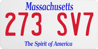 MA license plate 273SV7