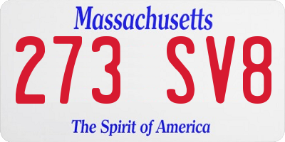 MA license plate 273SV8