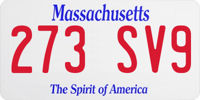 MA license plate 273SV9