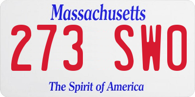 MA license plate 273SW0