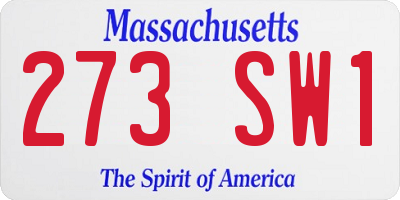 MA license plate 273SW1