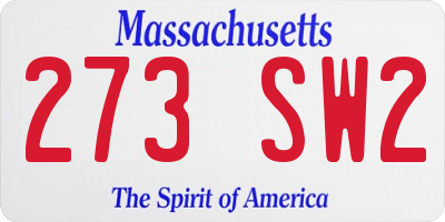 MA license plate 273SW2