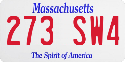 MA license plate 273SW4