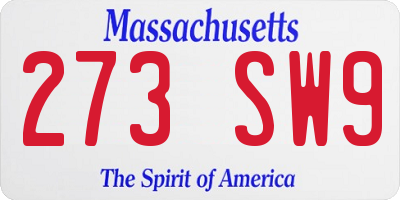 MA license plate 273SW9