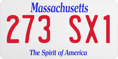 MA license plate 273SX1