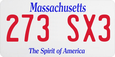 MA license plate 273SX3