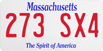 MA license plate 273SX4
