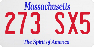 MA license plate 273SX5