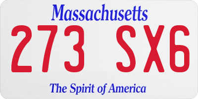 MA license plate 273SX6