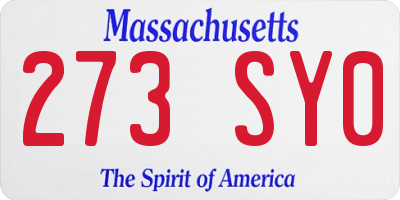 MA license plate 273SY0