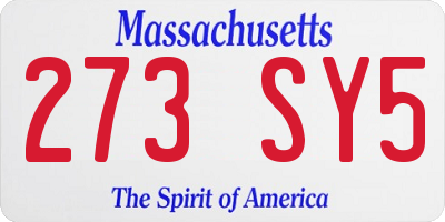 MA license plate 273SY5