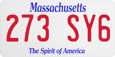 MA license plate 273SY6