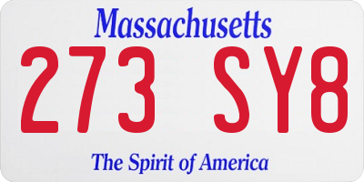 MA license plate 273SY8