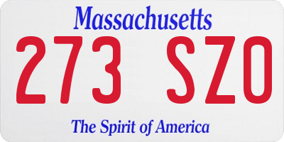 MA license plate 273SZ0
