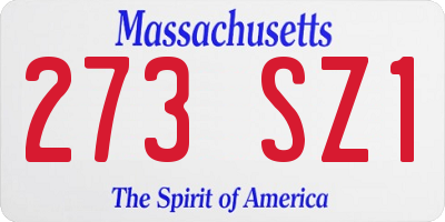 MA license plate 273SZ1