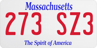 MA license plate 273SZ3