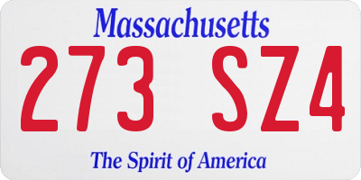MA license plate 273SZ4