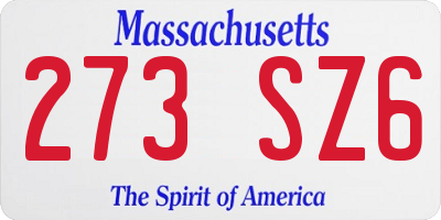 MA license plate 273SZ6