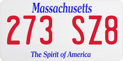 MA license plate 273SZ8