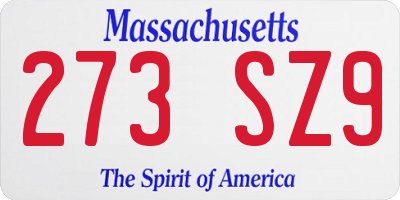 MA license plate 273SZ9
