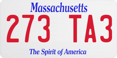 MA license plate 273TA3