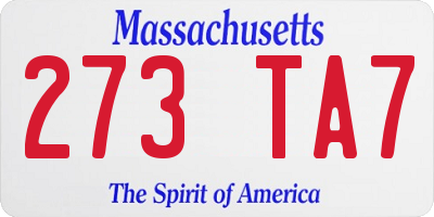 MA license plate 273TA7
