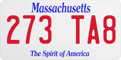 MA license plate 273TA8